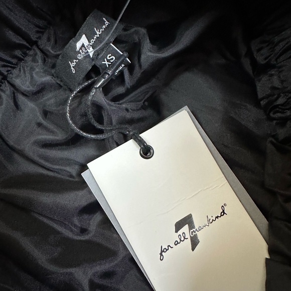 NWT 7 For All Mankind Black Faux Leather Pleated Elastic Skirt Size XS - Picture 5 of 7